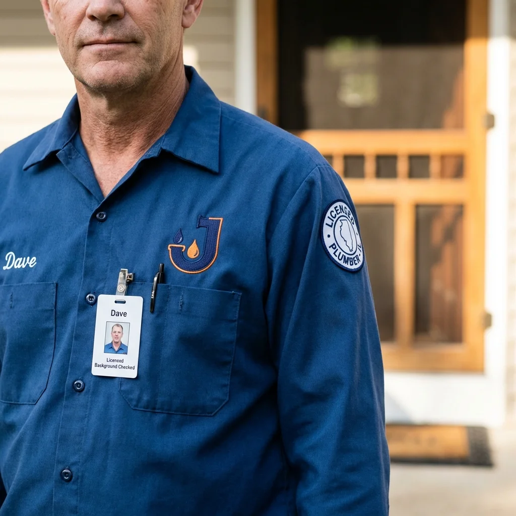 Licensed plumber showing ID badge in Harwich Port, MA