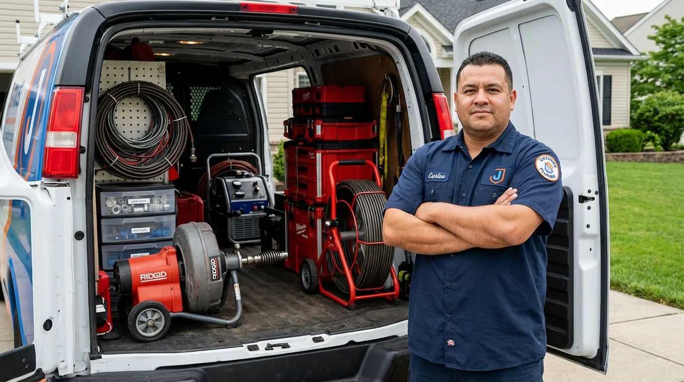 Professional drain cleaning equipment and Johns Plumbing LLC plumber in Harwich Port