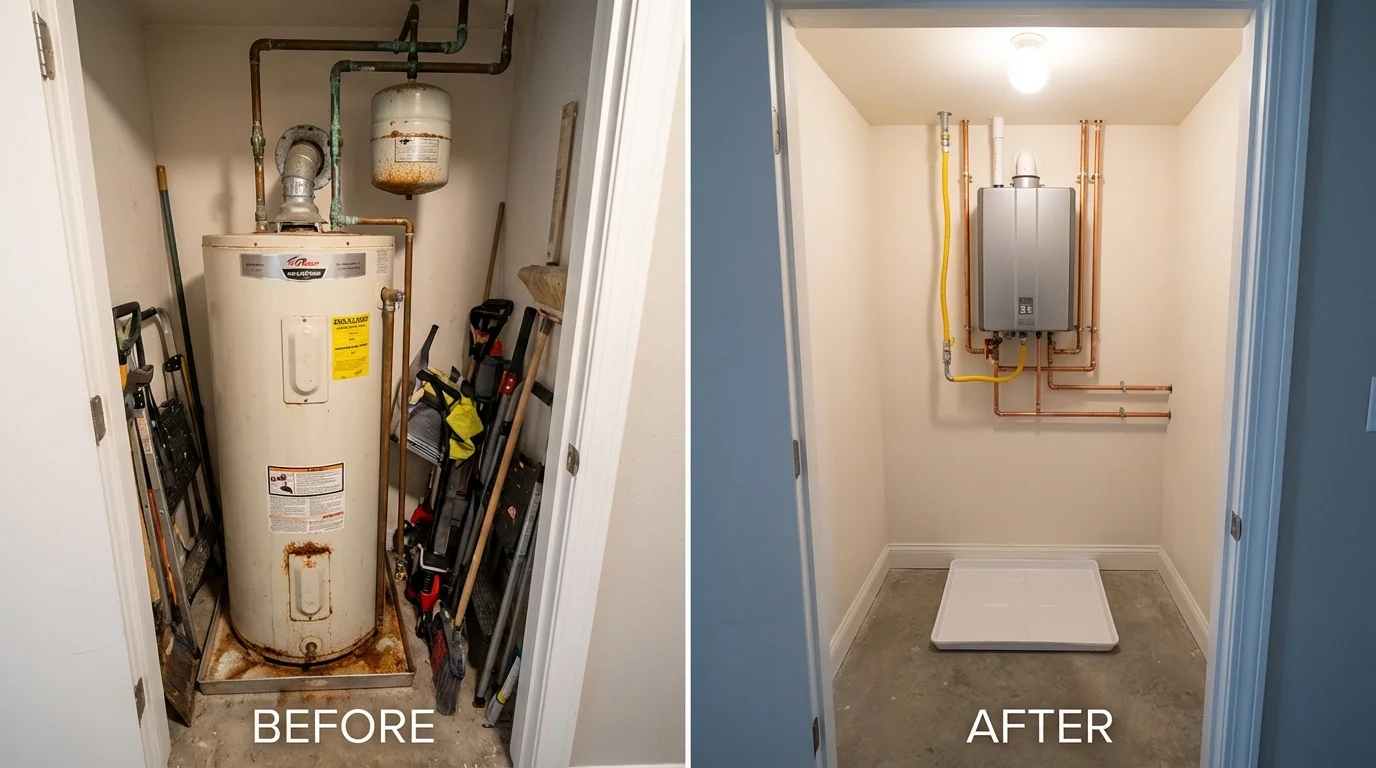 Tank water heater versus wall-mounted tankless unit comparison for Harwich Port, MA homeowners